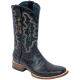 Tanner Mark Boots Boots Tanner Mark Men's Leon Hand Tooled Square Toe Boots Black TM201708