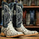 Tanner Mark Boots Boots Tanner Mark Men's Medina Genuine Python Square Toe Boots Natural TMX200431