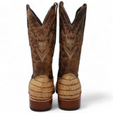 Tanner Mark Boots Boots Tanner Mark Men's Midland Print Caiman Belly Square Toe Boots Antique Saddle TM207005