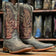 Tanner Mark Boots Boots Tanner Mark Men's Muleshoe Square Toe Leather Boots Buffalo Brown TM201265