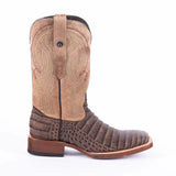 Tanner Mark Boots Boots Tanner Mark Men's Print Caiman Belly Square Toe Boots Brown TM205561