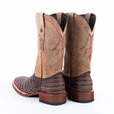 Tanner Mark Boots Boots Tanner Mark Men's Print Caiman Belly Square Toe Boots Brown TM205561