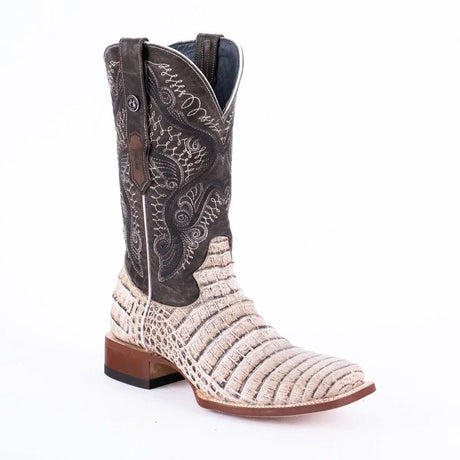 Tanner Mark Boots Boots Tanner Mark Men's Print Caiman Belly Square Toe Boots Natural TM205569