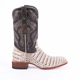 Tanner Mark Boots Boots Tanner Mark Men's Print Caiman Belly Square Toe Boots Natural TM205569