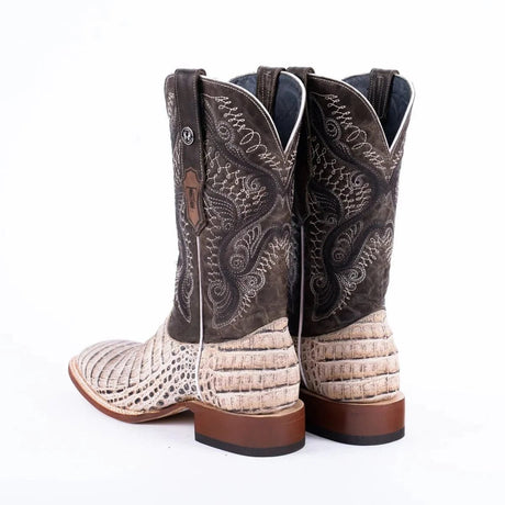 Tanner Mark Boots Boots Tanner Mark Men's Print Caiman Belly Square Toe Boots Natural TM205569