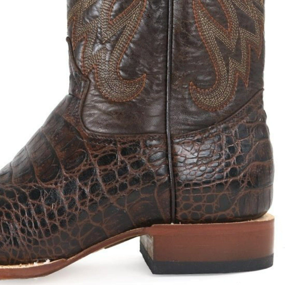 Tanner Mark Boots Boots Tanner Mark Men's Print Caiman Hornback Square Toe Boots Brown TM201701