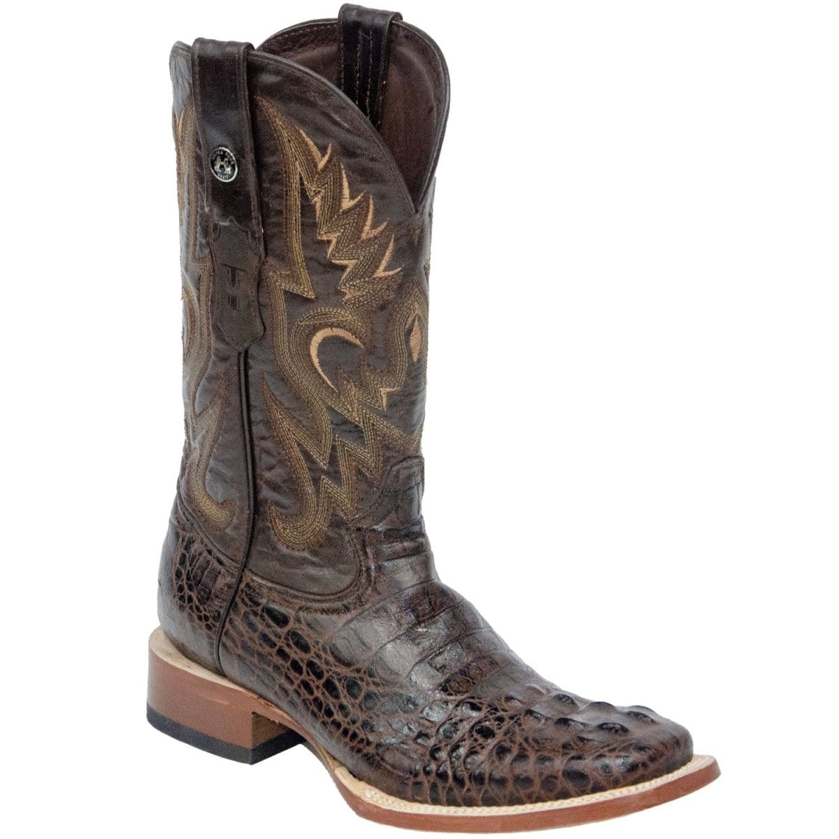 Tanner Mark Boots Boots Tanner Mark Men's Print Caiman Hornback Square Toe Boots Brown TM201701