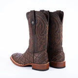 Tanner Mark Boots Boots Tanner Mark Men's Print Monster Fish Square Toe Boots Brown TM205558