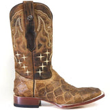 Tanner Mark Boots Boots Tanner Mark Men's Print Monster Fish Square Toe Boots Honey TM207016