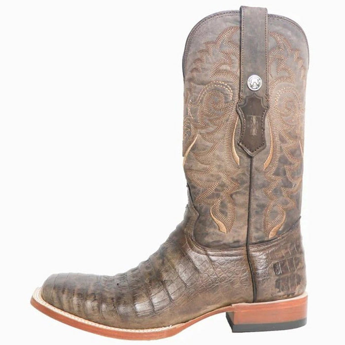 Tanner Mark Boots Boots Tanner Mark Men's Ruston Print Caiman Belly Square Toe Boots Brown TM207006