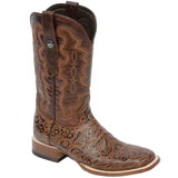 Tanner Mark Boots Boots Tanner Mark Men's Sawyer Hand Tooled Square Toe Boots Cognac TM201706