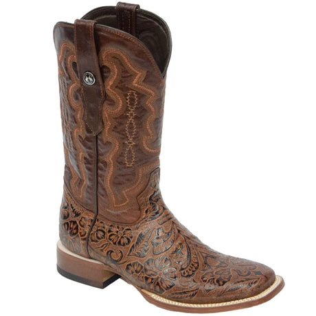 Tanner Mark Boots Boots Tanner Mark Men's Sawyer Hand Tooled Square Toe Boots Cognac TM201706