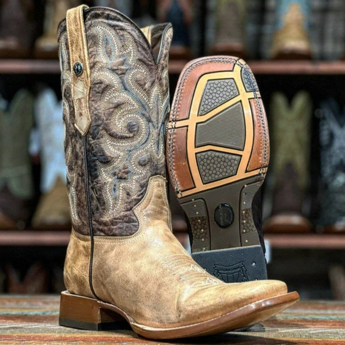 Tanner Mark Men's Square Toe Leather Boots Olden Tan TM207042 â NewWestBoots.com