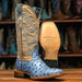 Tanner Mark Boots Boots Tanner Mark Women's 'Bluebonnet' Ostrich Print Square Toe Boots Blue Denim TML207061 TML207061