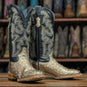 Tanner Mark Boots Boots Tanner Mark Women's Genuine Full Quill Ostrich Square Toe Boots Gold TMLX20113