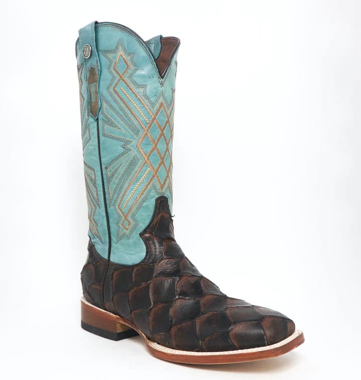 Tanner Mark Boots Boots Tanner Mark Women's 'Kaci Mae' Print Monster Fish Square Toe Boots Choco TML207072