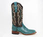 Tanner Mark Boots Boots Tanner Mark Women's 'Misty" Hand Tooled Square Toe Leather Boots Turquoise TML207067