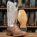 Tanner Mark Boots Boots Tanner Mark Women's Pistol Print Monster Fish Square Toe Boots Cognac TML207073