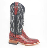 Tanner Mark Boots Boots Tanner Mark Women's 'Rebecca" Hand Tooled Square Toe Leather Boots Red TML207065