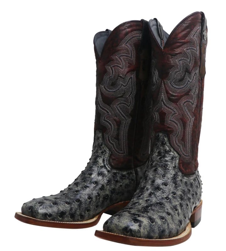 Tanner Mark Boots Boots Tanner Mark Women's 'Rita Ballou' Ostrich Print Square Toe Boots Black TML207052