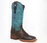 Tanner Mark Boots Boots Tanner Mark Women's 'Shiloh' Ostrich Print Square Toe Boots Brown TML207059