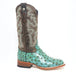 Tanner Mark Boots Boots Tanner Mark Women's 'Sweetwater' Ostrich Print Square Toe Boots Turquoise TML207060