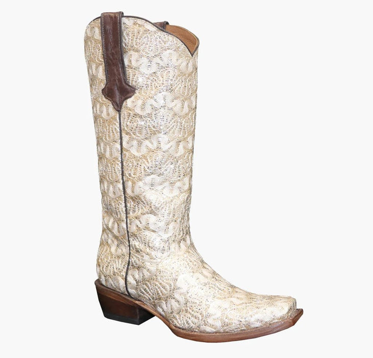 Tanner Mark Boots Boots Tanner Mark Women's The Bride Leather Square Toe Boots Beige TML380