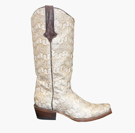 Tanner Mark Boots Boots Tanner Mark Women's The Bride Leather Square Toe Boots Beige TML380