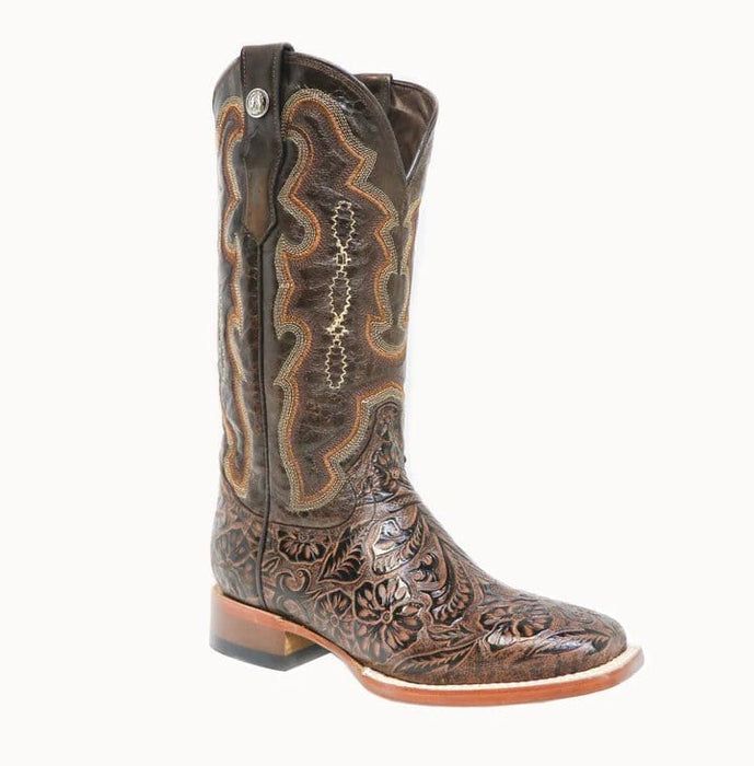 Tanner Mark Boots Boots Tanner Mark Women's 'Trinity' Hand Tooled Square Toe Leather Boots Brown TML201759