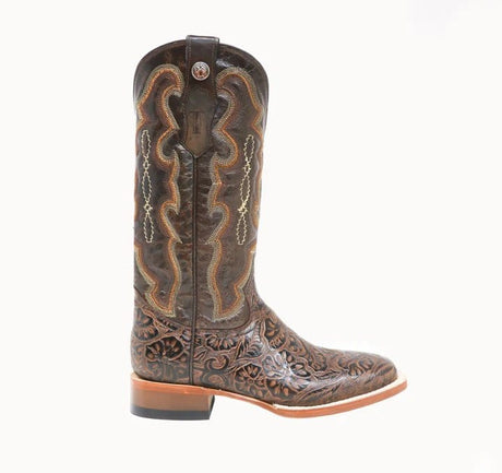 Tanner Mark Boots Boots Tanner Mark Women's 'Trinity' Hand Tooled Square Toe Leather Boots Brown TML201759