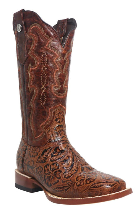 Tanner Mark Boots Boots Tanner Mark Women's 'Wildfire' Hand Tooled Square Toe Leather Boots Cognac TML201760