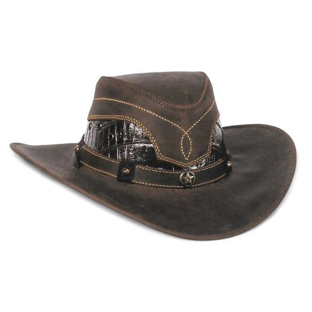 Tombstone Hats Genuine Leather and Caiman Skin Cowboy Hat TOM-7107