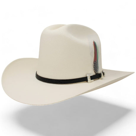 Tombstone Hats Tombstone 1,000X Cowboy El Fantasma Shape Hat with Feathers Brim 3 1/2"