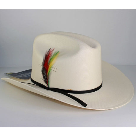 Tombstone Sombrero Sombrero Tombstone 1,000X Horma Sinaloa con Plumas Ala 3" Liston Negro