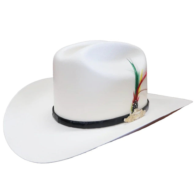 Tombstone Sombrero Sombrero Tombstone 5,000X Estilo Sinaloa con Plumas Ala 3 1/2"