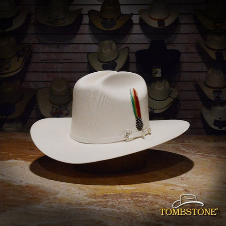 Tombstone Sombrero Tombstone 1,000X Cowboy Hat with Feathers Brim 3 1/2"