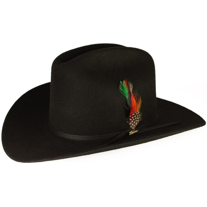 Tombstone Texanas 20X Cowboy Felt Hat Sinaloa Style Black with Feathers RD-MOR20X