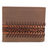 Tombstone Wallets Tombstone Chiseled and Embroidered Genuine Leather Wallet Tan TOM-W234