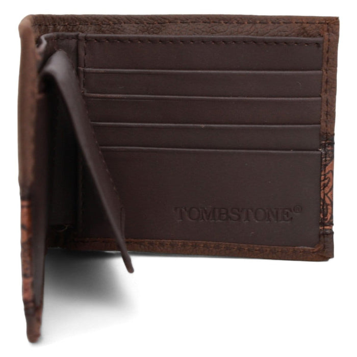 Tombstone Wallets Tombstone Genuine Leather Flower Chiseled Wallet TOM-W4802