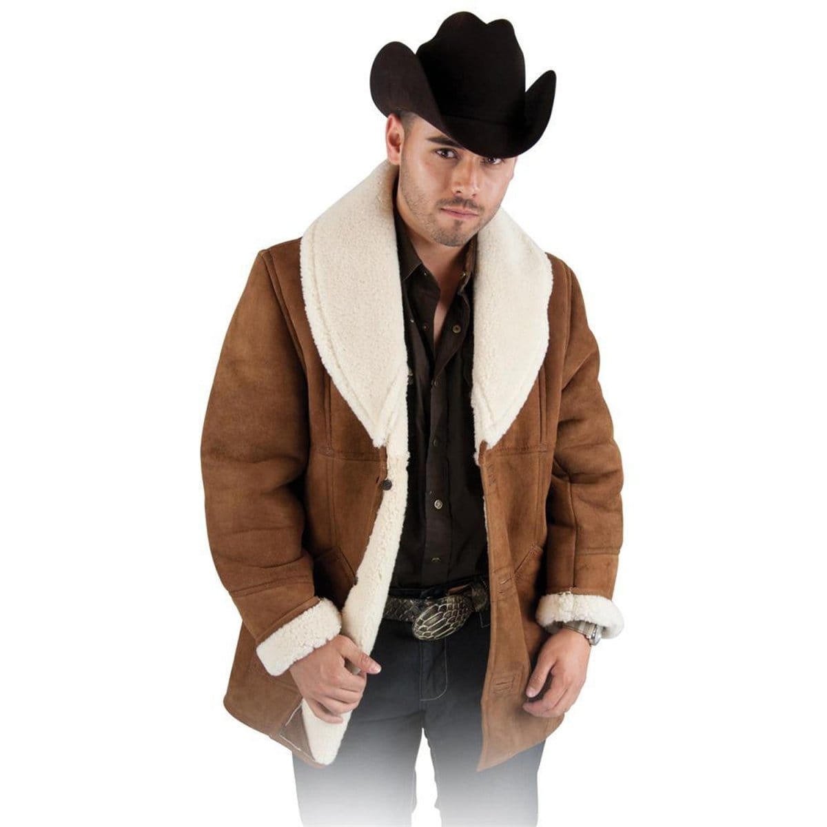 White Diamonds Boots Jackets Brown / S White Diamonds Genuine Lamb Leather Long Jacket Brown WD-1779