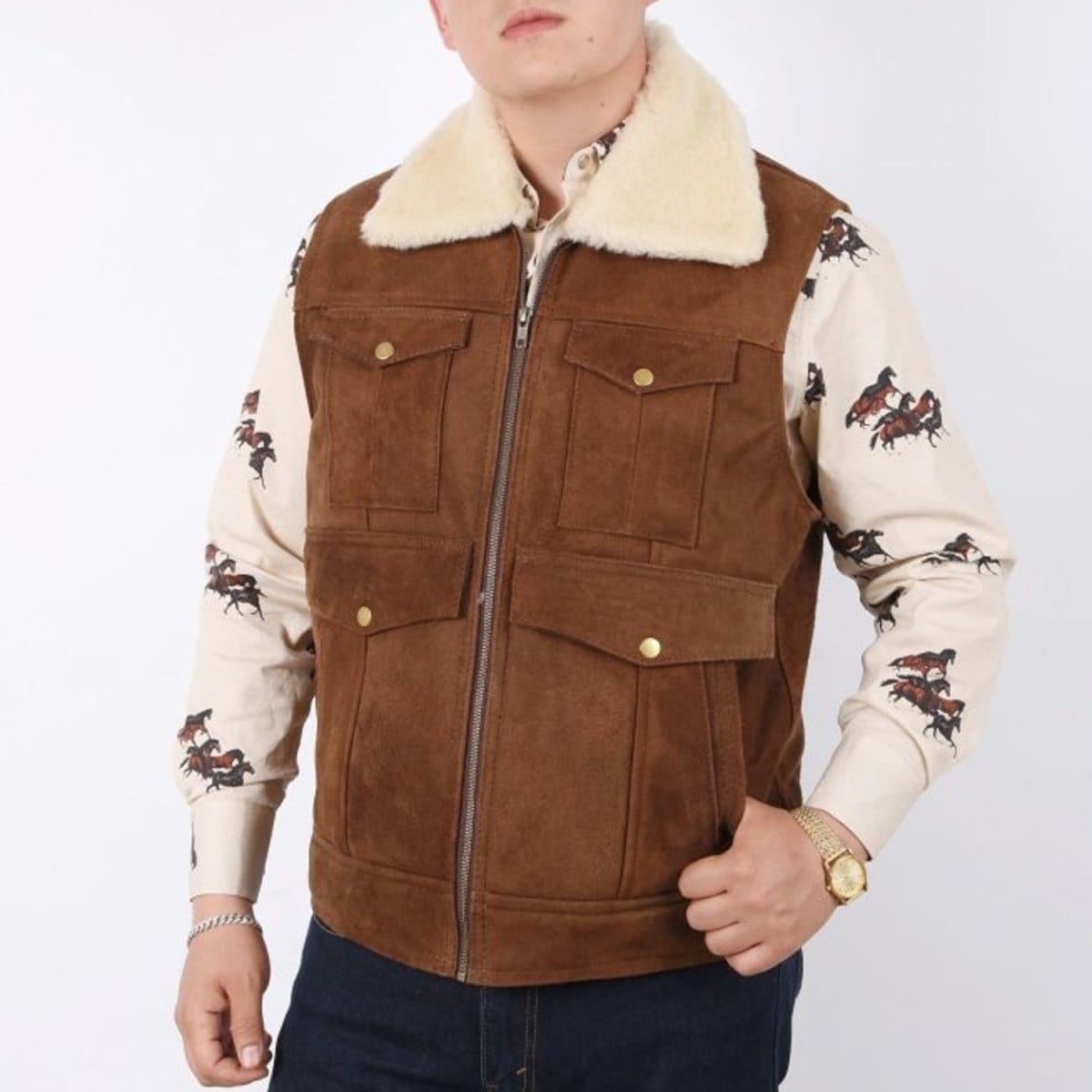 White Diamonds Boots Jackets Brown / S White Diamonds Genuine Lamb Leather Western Vest Brown WD-1766