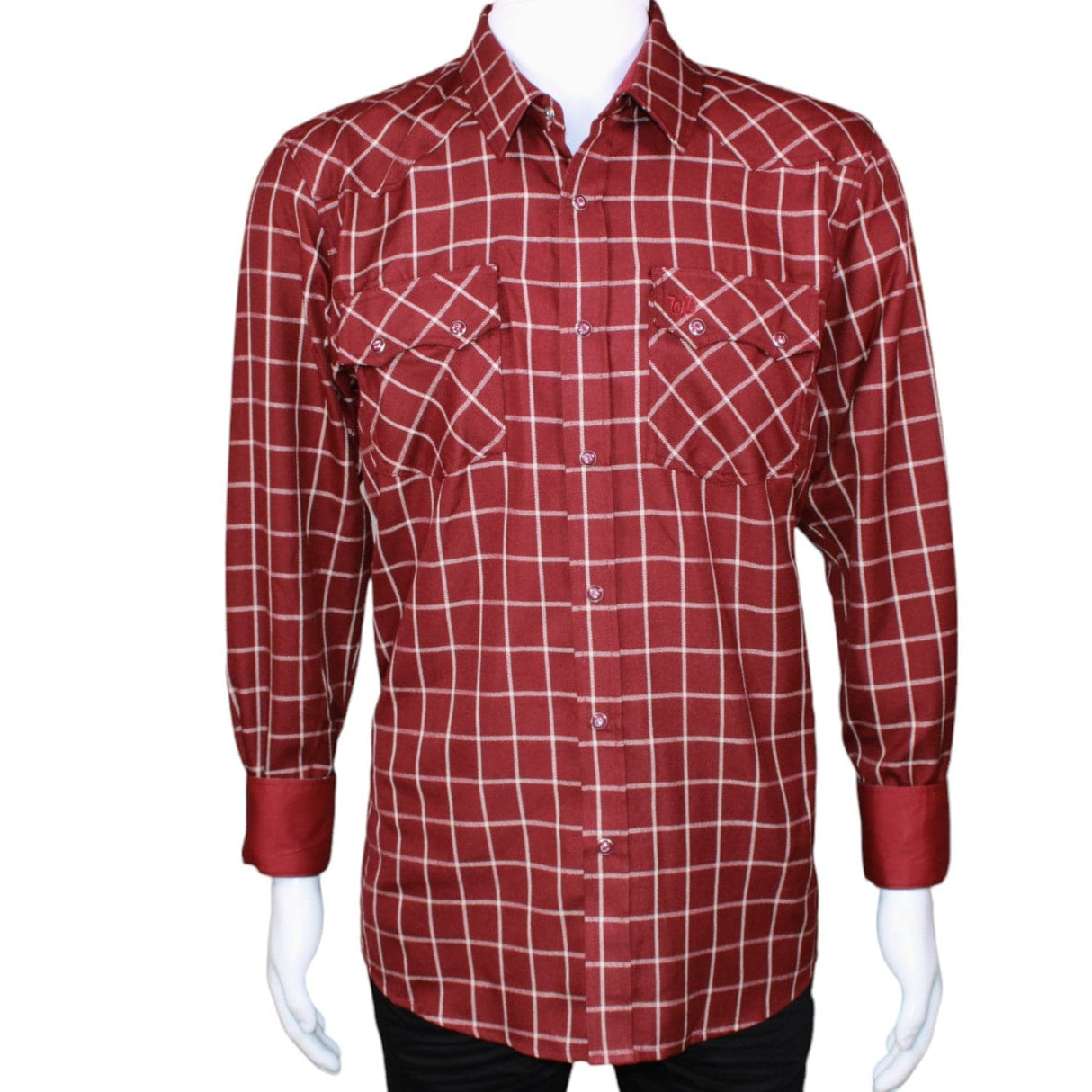 White Diamonds Boots Shirts Burgundy / S Men's White Diamonds Long Sleeve Western Shirt - Burgundy