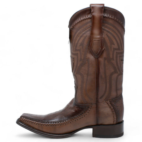 Wild West Boots Boots Men's Wild West Ostrich Leg with Deer Skin Square Toe Boot 277LF0516