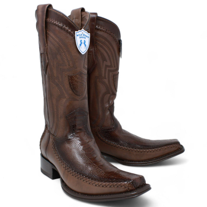 Wild West Boots Boots Men's Wild West Ostrich Leg with Deer Skin Square Toe Boot 277LF0516