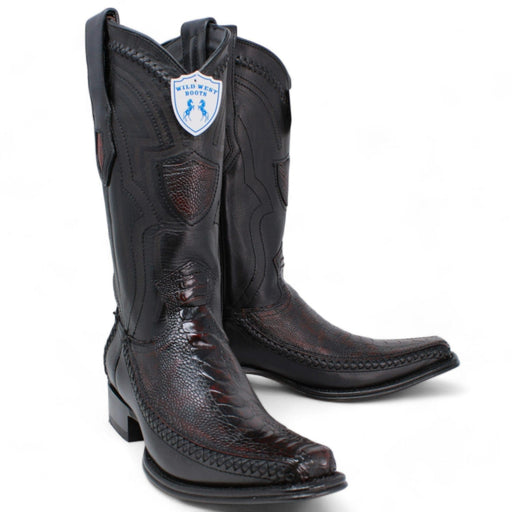 Wild West Boots Boots Men's Wild West Ostrich Leg with Deer Skin Square Toe Boot 277LF0518