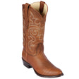 Western Genuine Grisly Leather Round Toe Boots Honey Color - Los Altos Boots - Side View