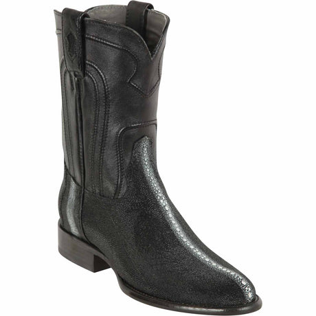 Western Genuine Stingray Row Stone Roper Toe Boots Black Color - Los Altos Boots - Side View