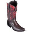 Men's Genuine Teju Lizard  and Deer Skin European Square Toe Boots Black Cherry Color - Los Altos Boots - Side View 