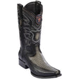 Men's Genuine Teju Lizard  Lizard  and Deer Skin European Square Toe Boots Faded Gray Color - Los Altos Boots - Side View 
