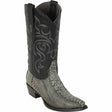 Western Genuine Ostrich Leg Skin Snip Toe Boots Rustic Gray Color - Los Altos Boots - SIde View 